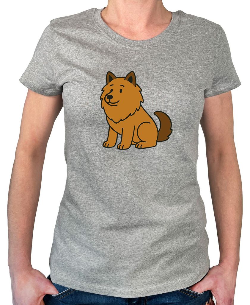 Huuraa Damen T-Shirt Eurasier Comic Euri S Sport Grey Bio Baumwolle Fairtrade Damenshirt Geschenkidee