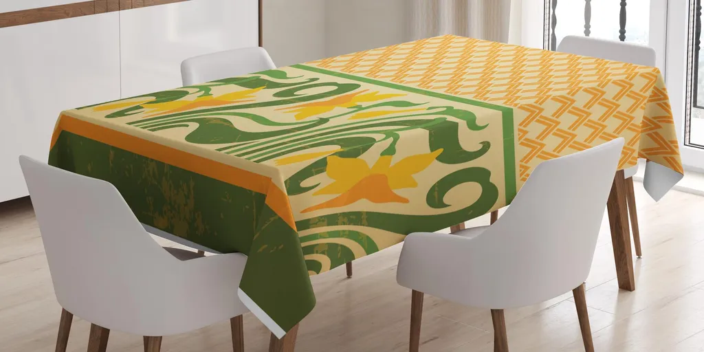 ABAKUHAUS Tovaglia Art Nouveau 140x240cm Antimacchia Narcisi Esotici