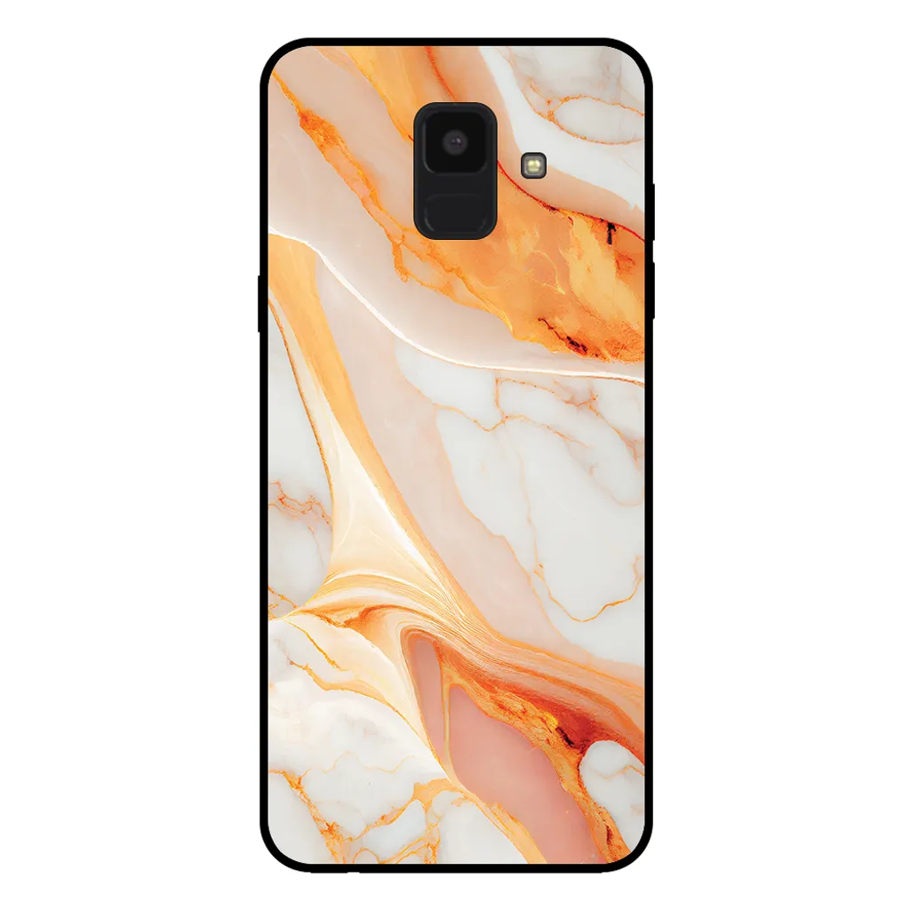 Smartphonica Cover TPU Samsung A6 2018 - Marmo Arancione High-Res