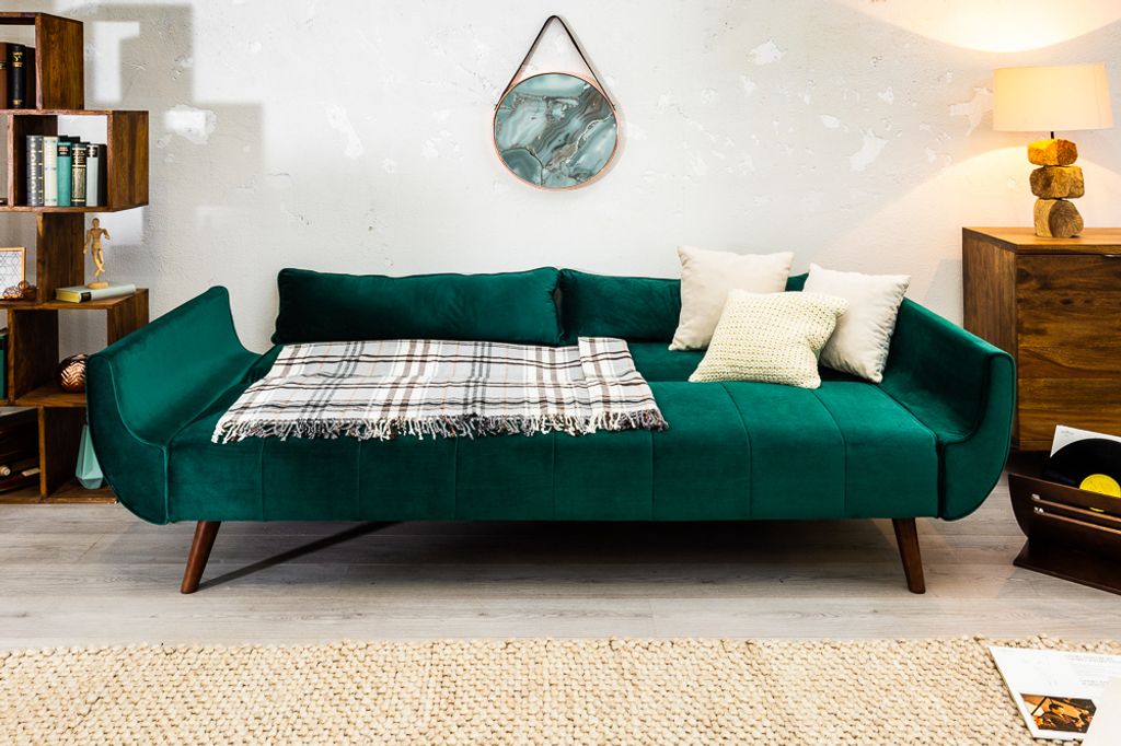 riess-ambiente Schlafsofa DIVANI 220cm grün braun Samt