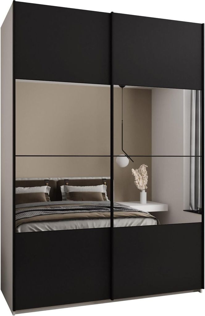 MEBLE KRYSPOL LUX 4 Schrank - 245,5x180x64cm - Weiß, Schwarz, Schwarz