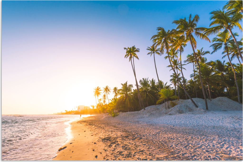 MuchoWow Poster Palmen am Strand bei Sonnenaufgang 180x120 cm - Fotoplakat