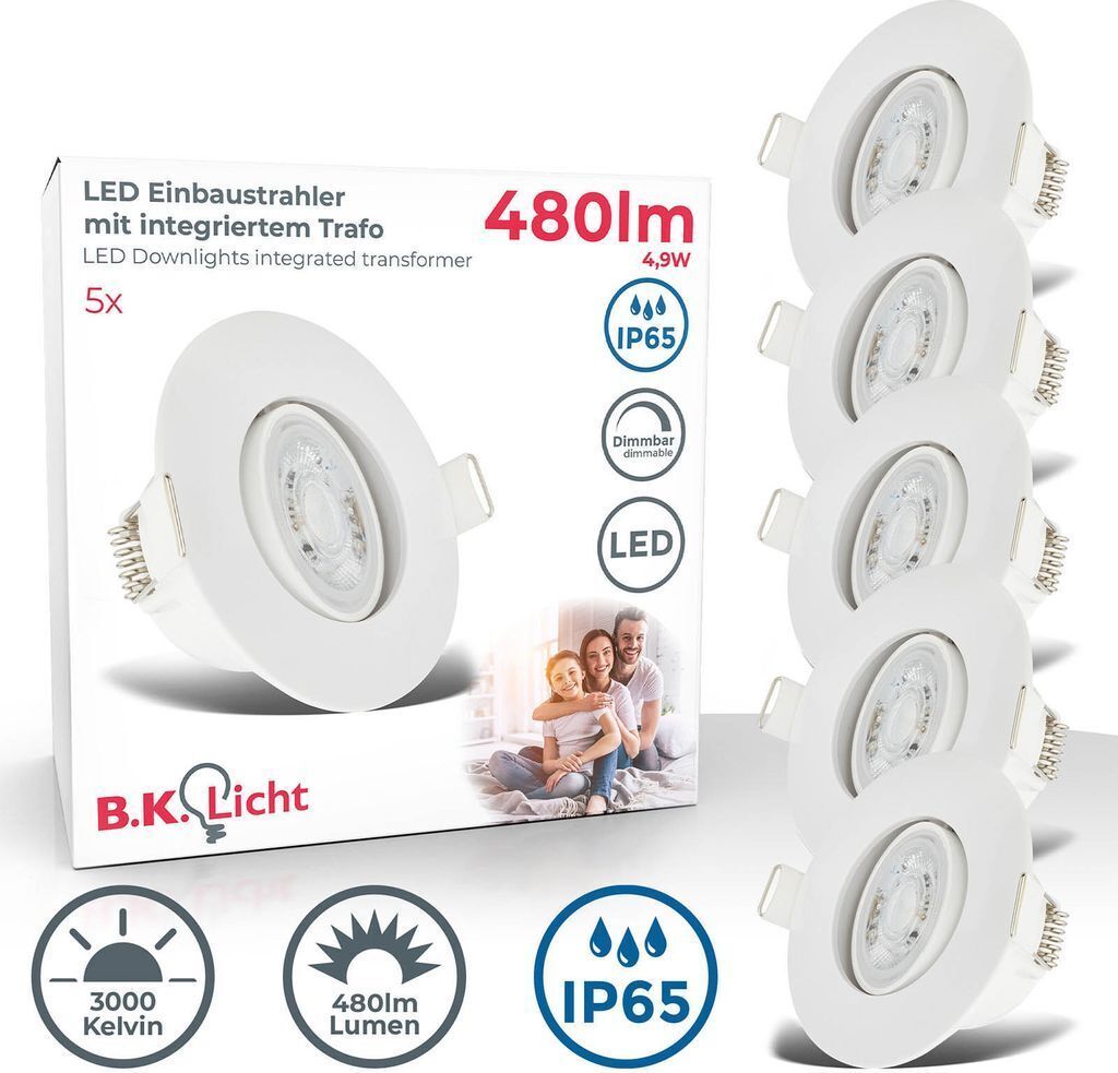 Einbaustrahler 68mm 5er Set - 230V, 4,9W, 480lm, LED, Produktbild 