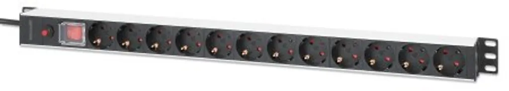 Intellinet Bloc 12 Prises CEE 7/3 Montage Rack Vertical avec Disjoncteur