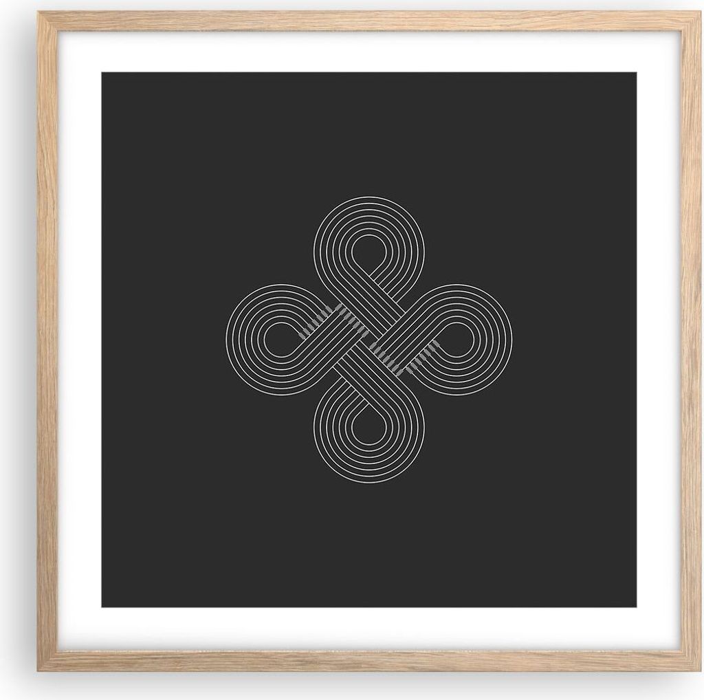 Gerahmtes Poster - Rahmen in heller Eiche - Symbol Schleife Unendlichkeit - 50x50 cm - Wand Bild - Wanddeko - Wandbilder - Kunstposter - Wandposter...