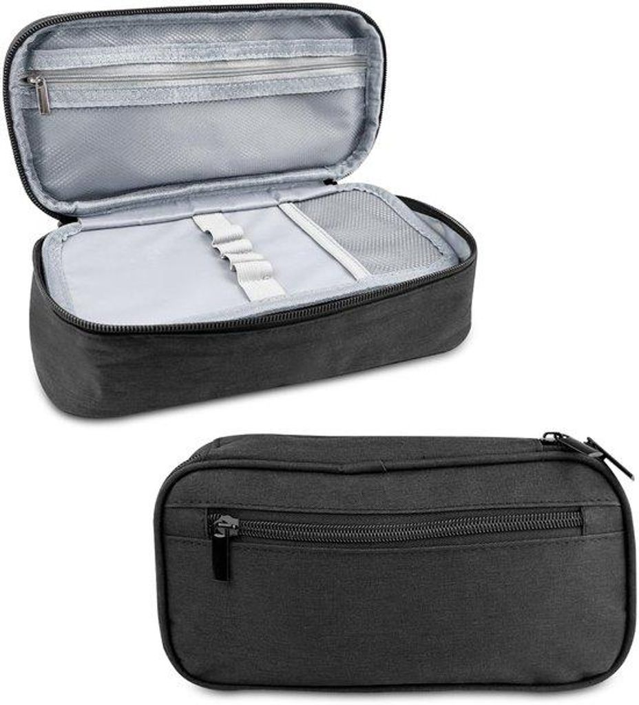 Strapazierfähiges multifunktionales Oxford-Etui für Mädchen, Schwarz, mit Doppelreißverschluss