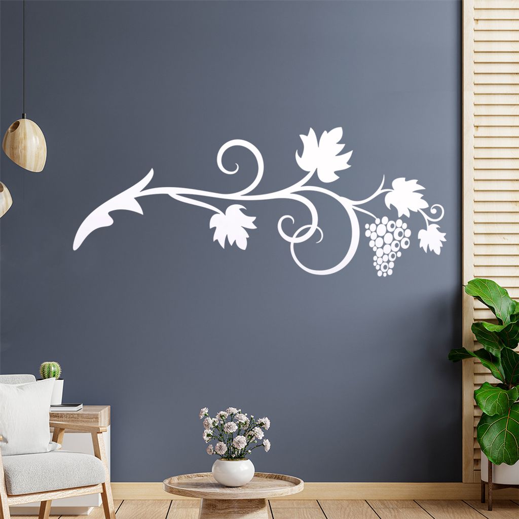 Blätter Blumen - Linien Wandtattoo in 6 Größen - Wandaufkleber Wall Sticker - Dekoration, Küche, Wohnzimmer, Schlafzimmer, Badezimmer