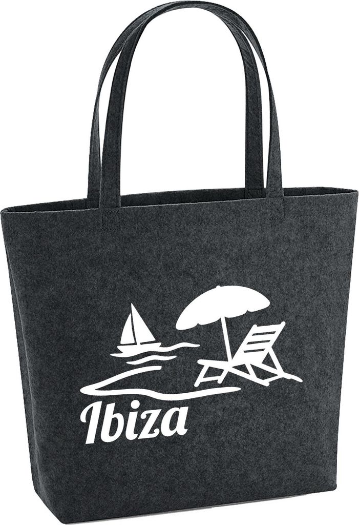 Huuraa Filzshopper Ibiza Spanien 22 Liter Charcoal Melange Filztasche Geschenkidee