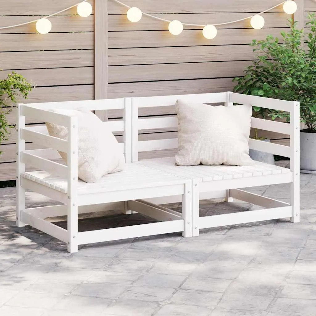 Divani da Giardino Angolari 2 pz Bianco in Legno di Pino Massiccio