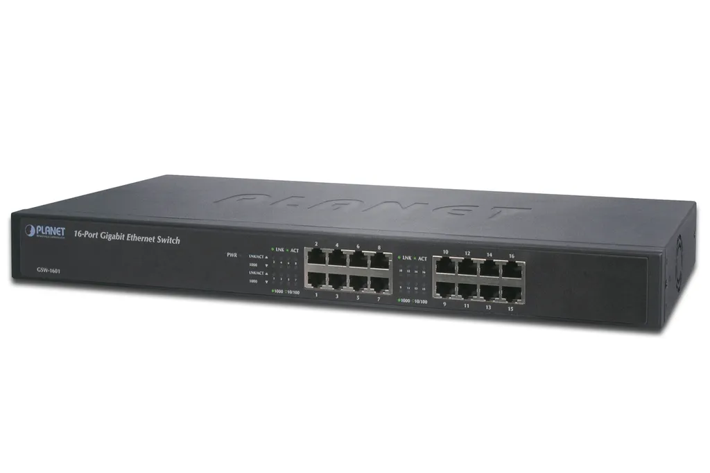 PLANET GSW-1601 Switch Non Administré 16 Ports 10/100/1000 Métal Noir