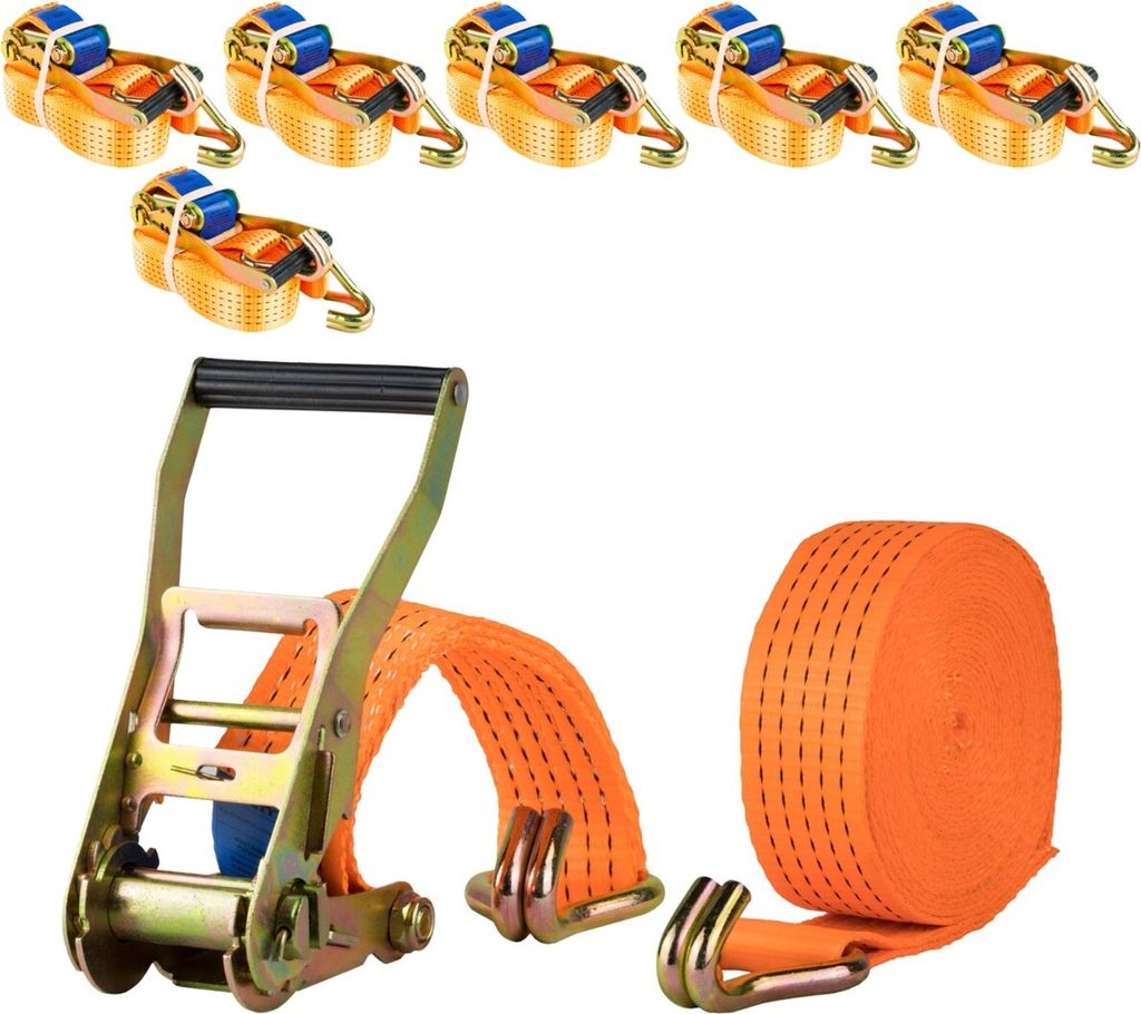 Safetytex 7x Spanngurt 8 Meter 50mm 5000kg 2tlg LKW Anhänger Zurrgurt orange