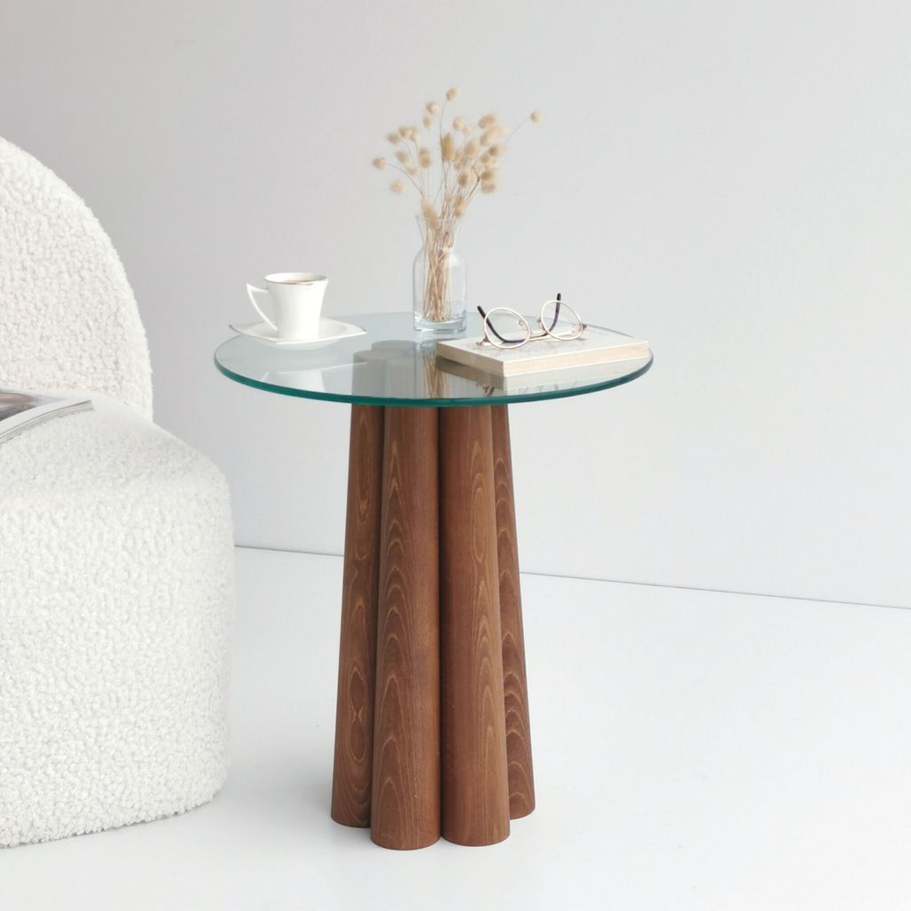 Skye Decor, Pianeta, Couchtisch, Nussbaum, 100 % MASSIVES KIEFERHOLZ, 45 x 50 x 50 cm