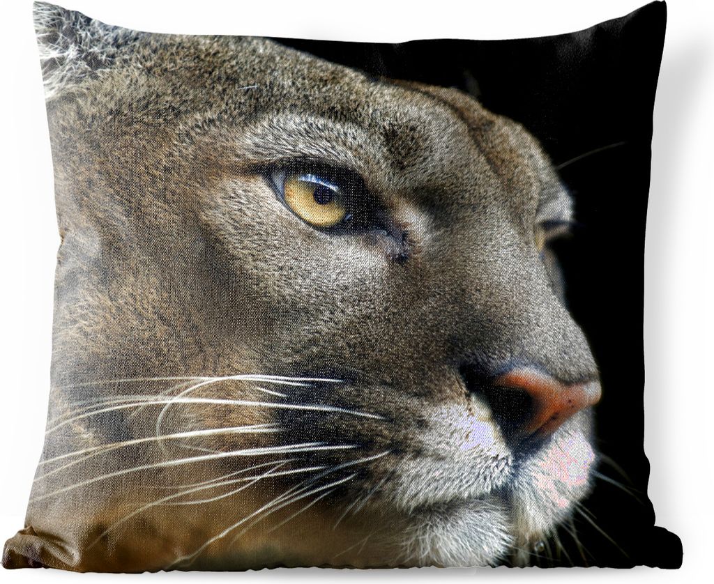 MuchoWow Outdoor Kissen - Cougar - Gelb - Schwarz - 45x45 cm - Wetterfest - Lounge Kissen - Fotokissen - Dekoratives Kissen