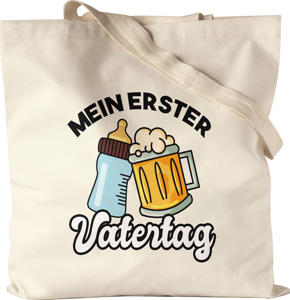 Mein erster Vatertag Jutebeutel Stoffbeutel Canvas 1. Vatertag Herrentag Lustig Spruch Geschenk Papa