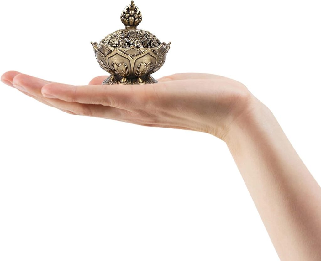 Lotus Räucherstäbchenhalter Aromabrenner für Meditationsraum - Bronze