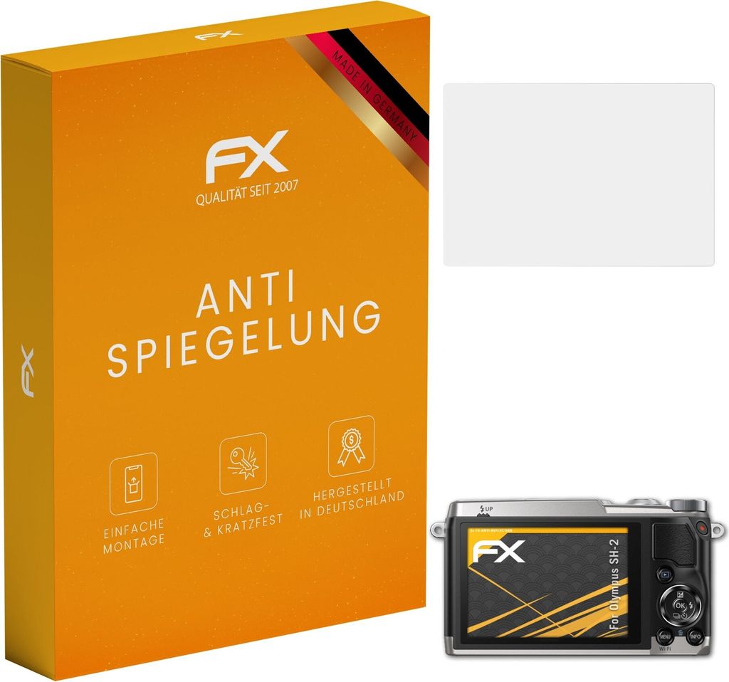 atFoliX FX-Antireflex 3x Schutzfolie kompatibel mit Olympus SH-2 Displayfolie