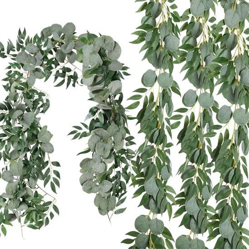 Décoration mariage guirlande eucalyptus artificielle lot de 4 verte