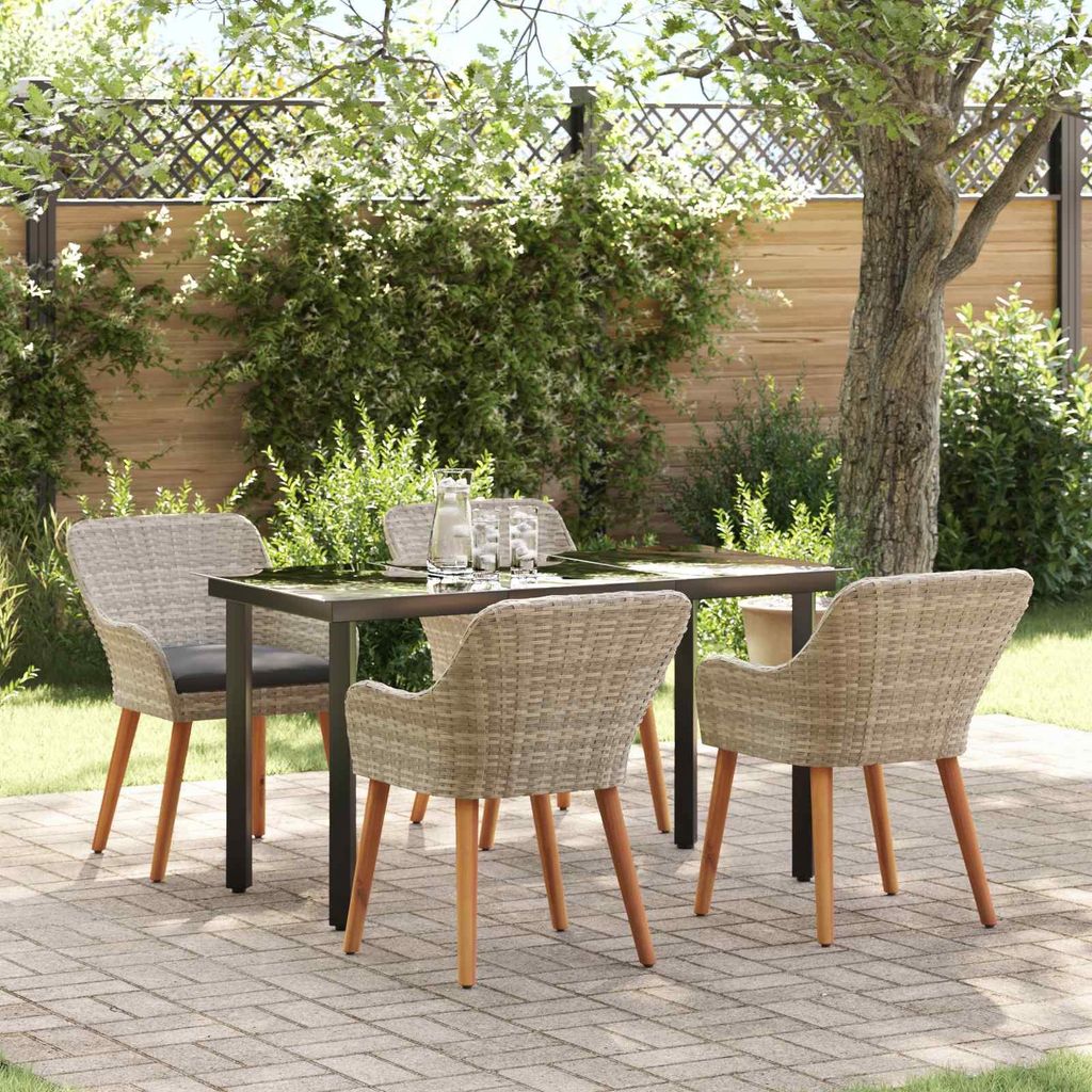 Maison Exclusive - Garten Essgruppe mit Kissen 5 pcs Hellgrau Poly-Rattan
