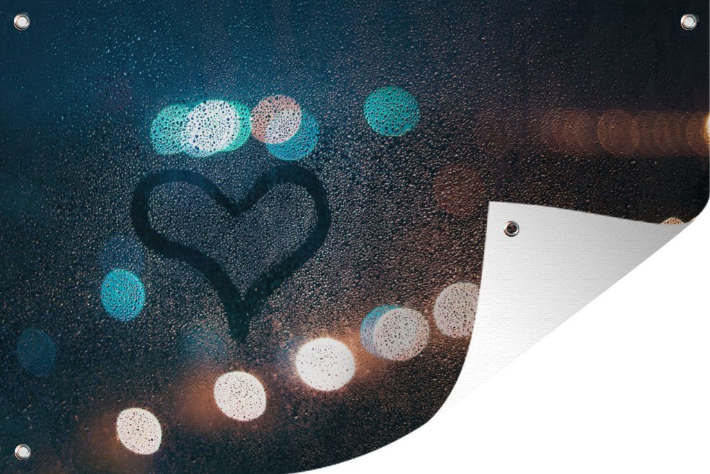 MuchoWow 120x80 cm Outdoor-Poster Gartendeko Sichtschutz Garten Poster für den Garten Herz - Verdichtung - Licht