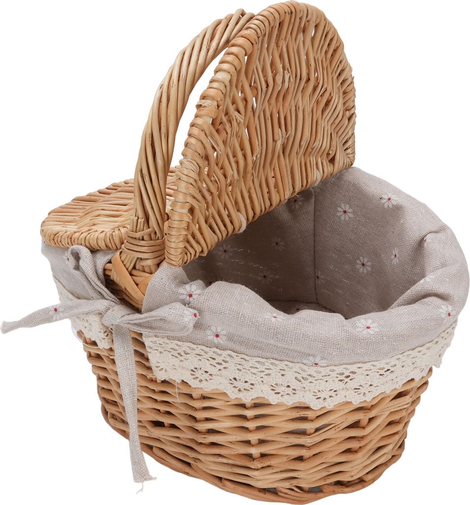 Wicker Picknickkorb mit doppeltem Deckel Griff abnehmbare Liner Hand gewebt Picknickkorb für Outdoor-Reisen