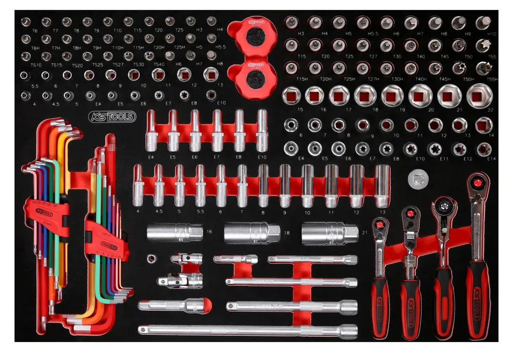 Jeu de douilles 156 pcs pour servante d'atelier KS TOOLS 811.0156