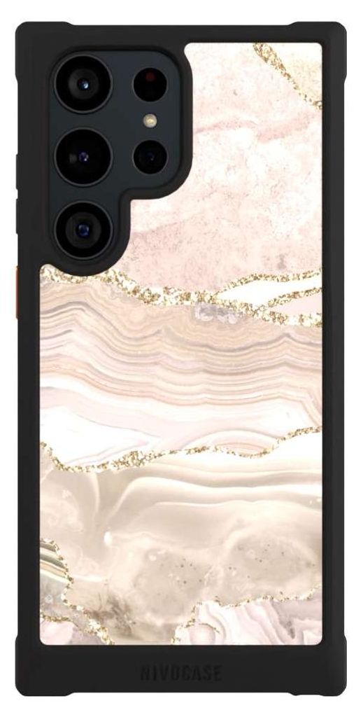 NIVOCASE Hülle für Samsung Galaxy S23 Ultra Stoßfeste Handyhülle NIVOmax Case Schwarz Glitzer Look Marmor Utart