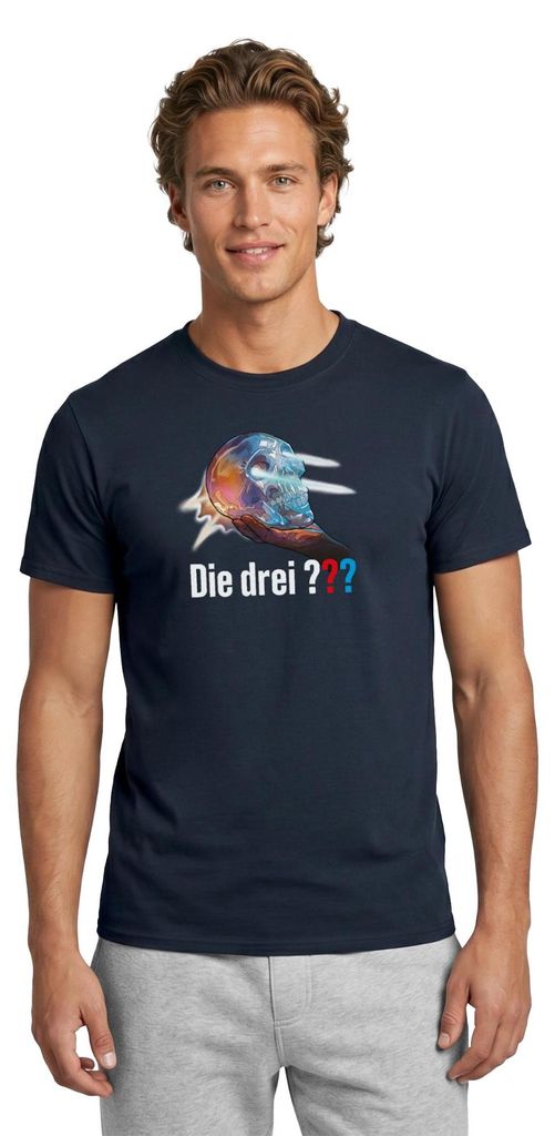Spreadshirt Die Drei Fragezeichen Der Kristallschädel Männer T-Shirt, M, Navy