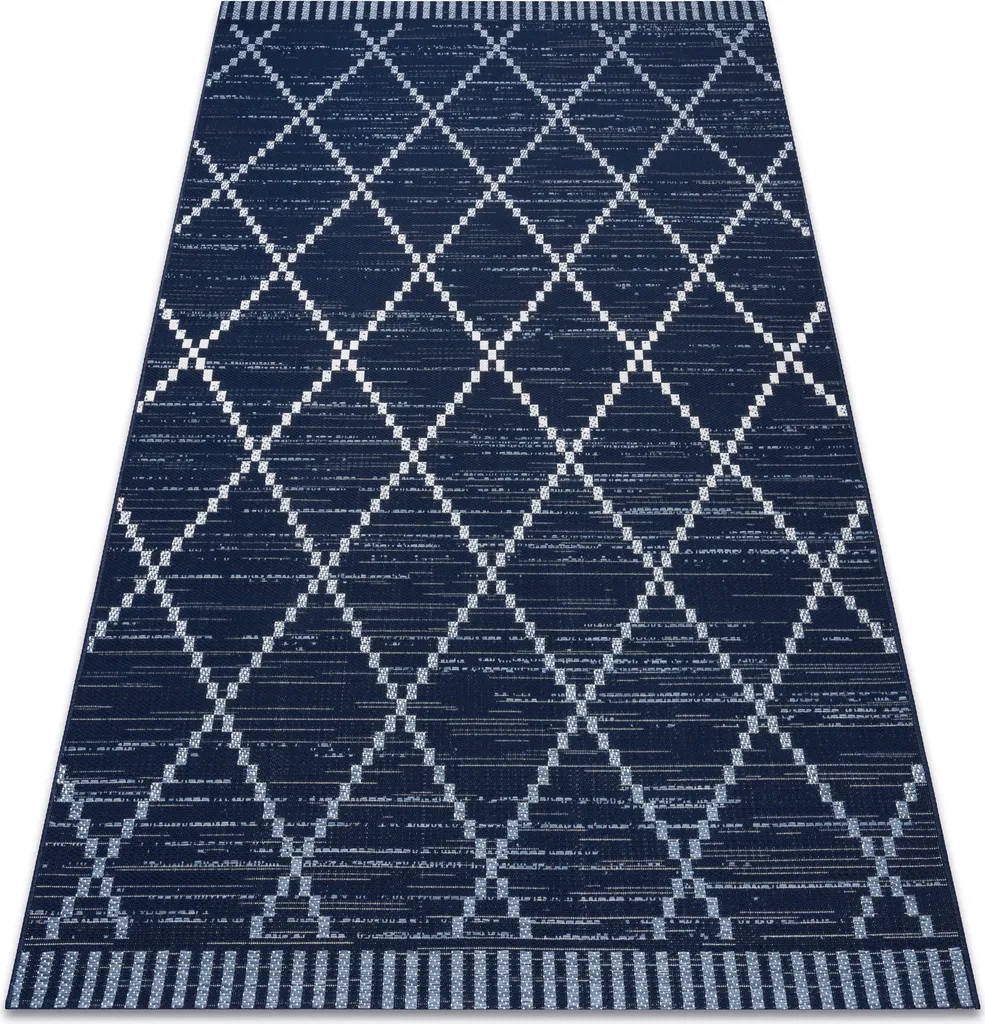 Tapis Bleu Anti-Taches 80x150 cm Facile à Nettoyer Style Géométrique