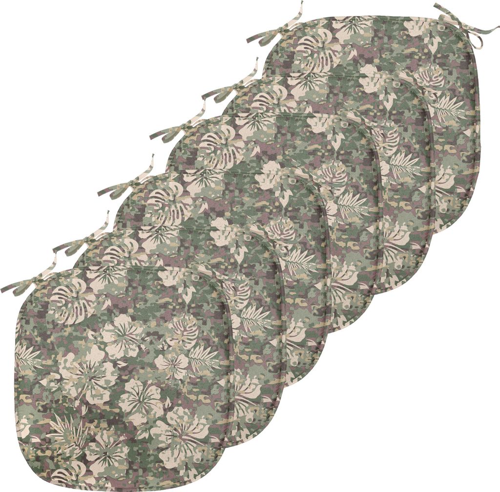 ABAKUHAUS Camo Polster für Esszimmerstühle, Aloha tropische Dschungel, Dekoratives wasserfestes Kissen mit Riemen für Küchensitze, 40 cm x 40 c...