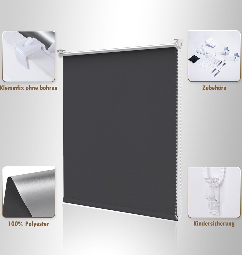 Verdunklungsrollo 105 x 150 cm Thermorollo Fensterrollo Produktbild 4