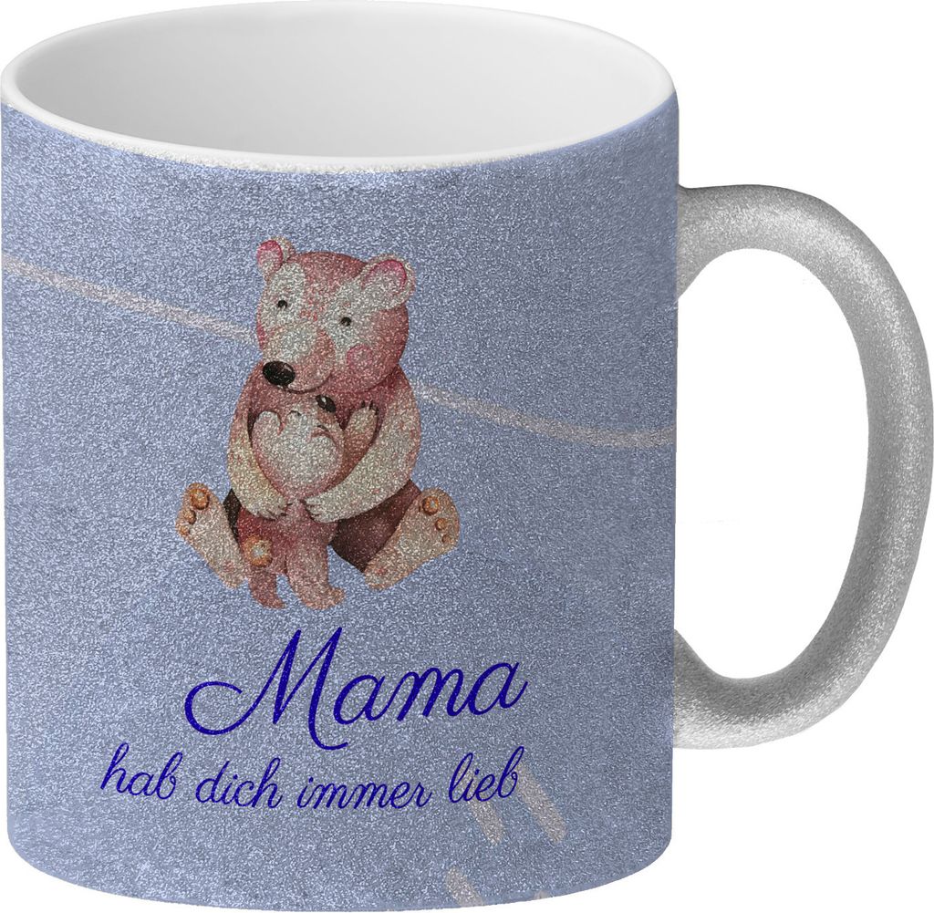 Mama hab dich immer lieb Glitzer-Kaffeebecher Besonders Produktbild 