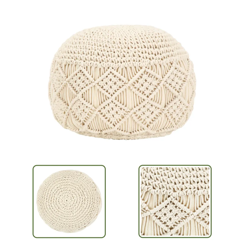 Pouf Macramè Boho 45x30 cm | Decorazione Casa Artigianale Trendy - 4