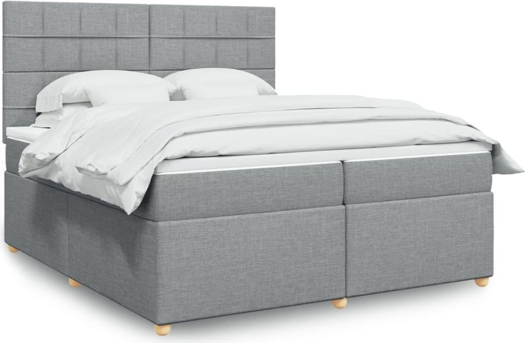Maison Exclusive - Boxspringbett mit Matratze Hellgrau 200x200 cm Stoff