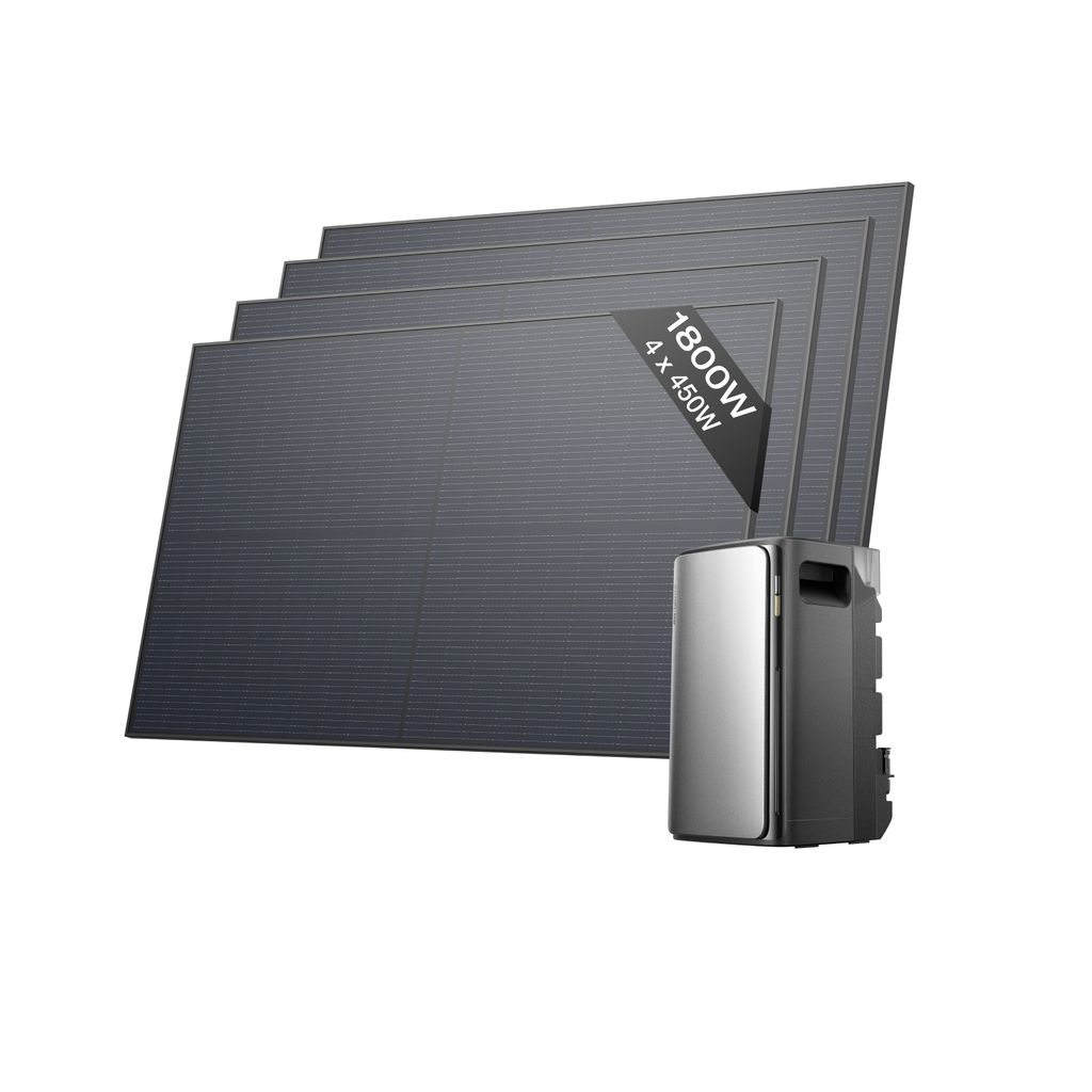 ECOFLOW STREAM Ultra Balkonkraftwerk mit Speicher 1800W, 1,92kWh Speicher für Balkonkraftwerk, 4x 450W Solarpanels