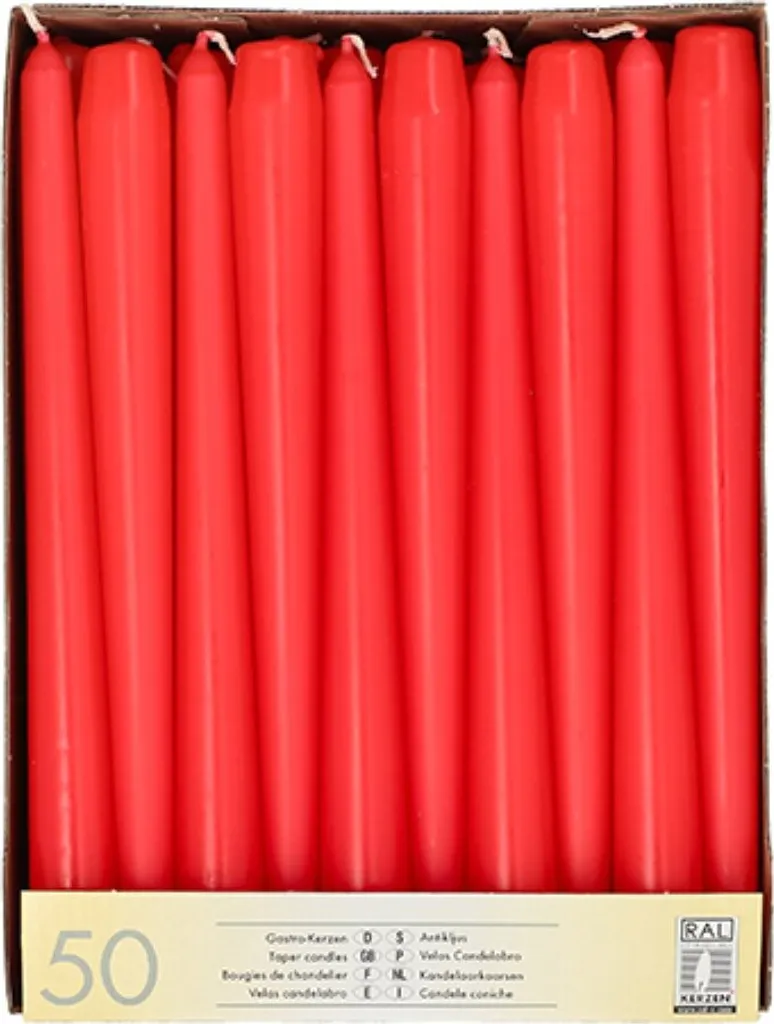 Papstar Confezione Da 10 Candele Rosse, Diametro 60 Mm, Altezza 130 Mm, Durata 30 Ore, Cellophane