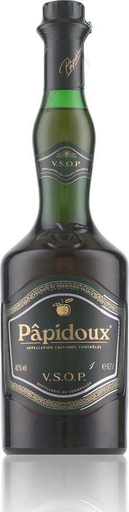 A bottle of Papidoux Calvados VSOP.