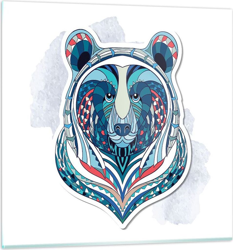 Bilder auf glas - Bär Illustration Traum blumig - 30x30cm - Glasbilder - Wandbilder - Kunstdruck - zum Aufhängen bereit - Wanddekoration aus Glas...