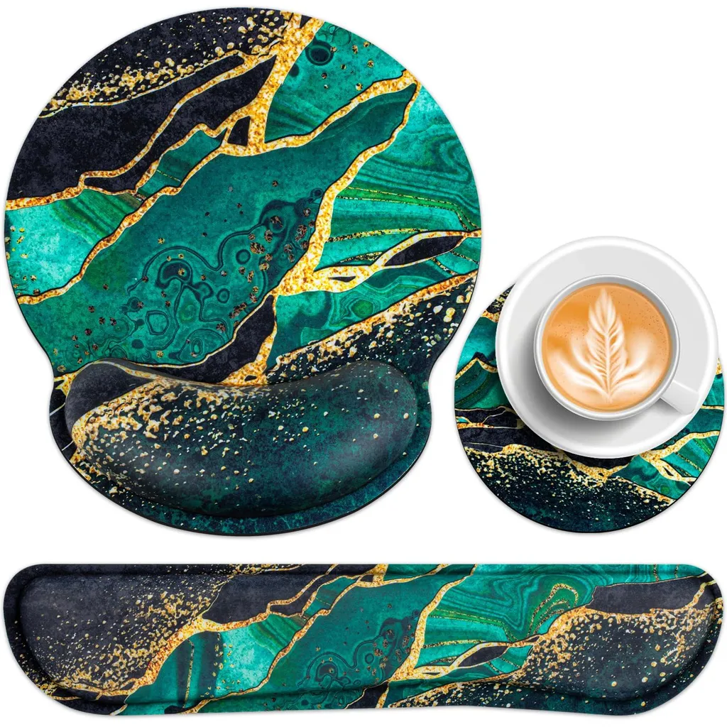 Tapis de souris ergonomique XXL antidérapant avec kit repose-poignet gel