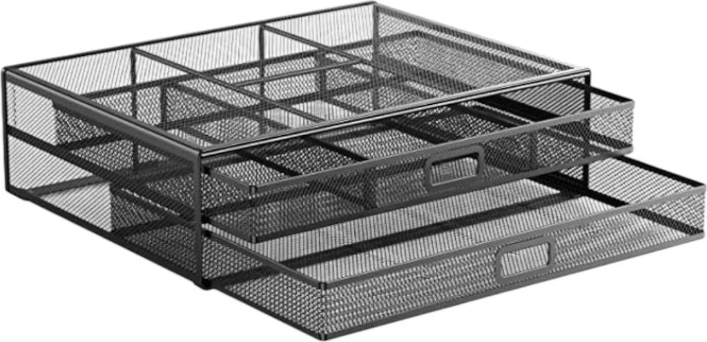 APT DA463 Organisateur de bureau avec 2 tiroirs noir en métal robuste