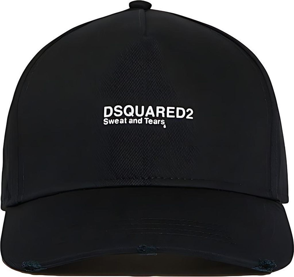 Dsquared2 Baseball Cap schwarz Weiße Sweat and Tears Stickerei Uni