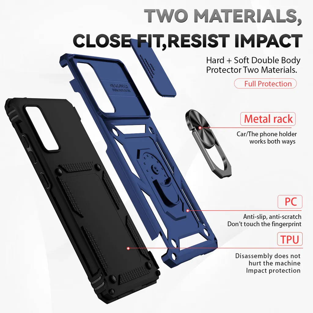 Cover Samsung S20 FE Rugged Blu: Supporto Auto e Privacy Camera - 4