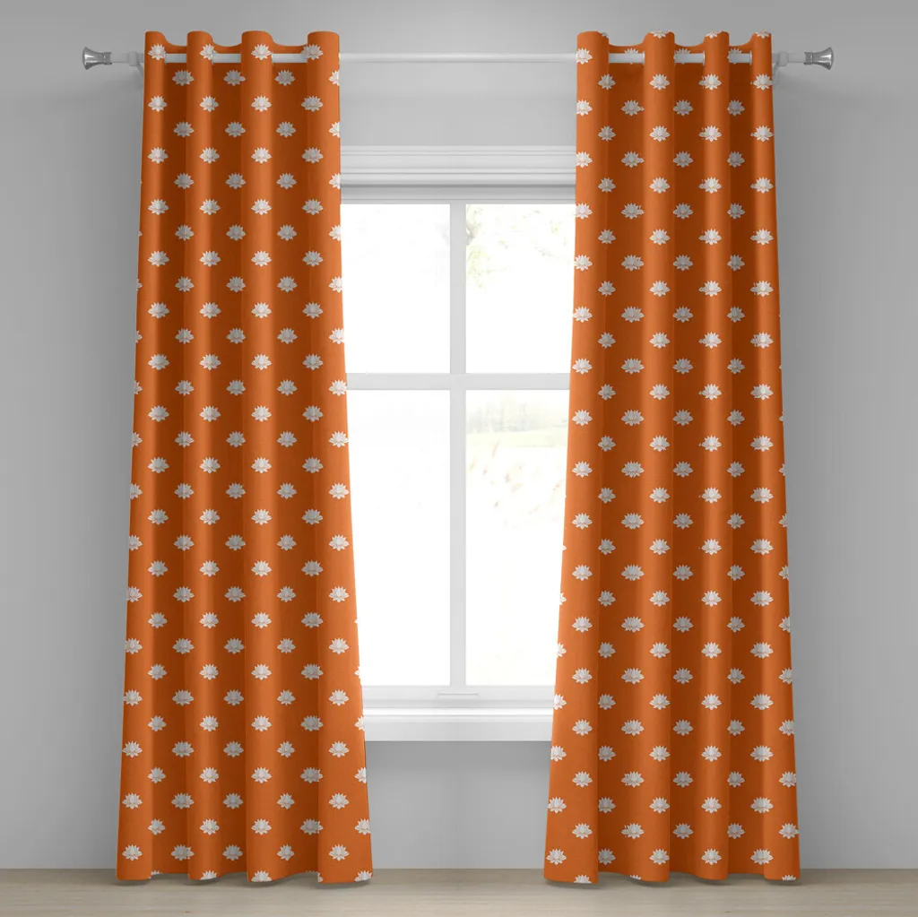 Rideau occultant partiel pour fenêtre terne design lotus orange 280cm