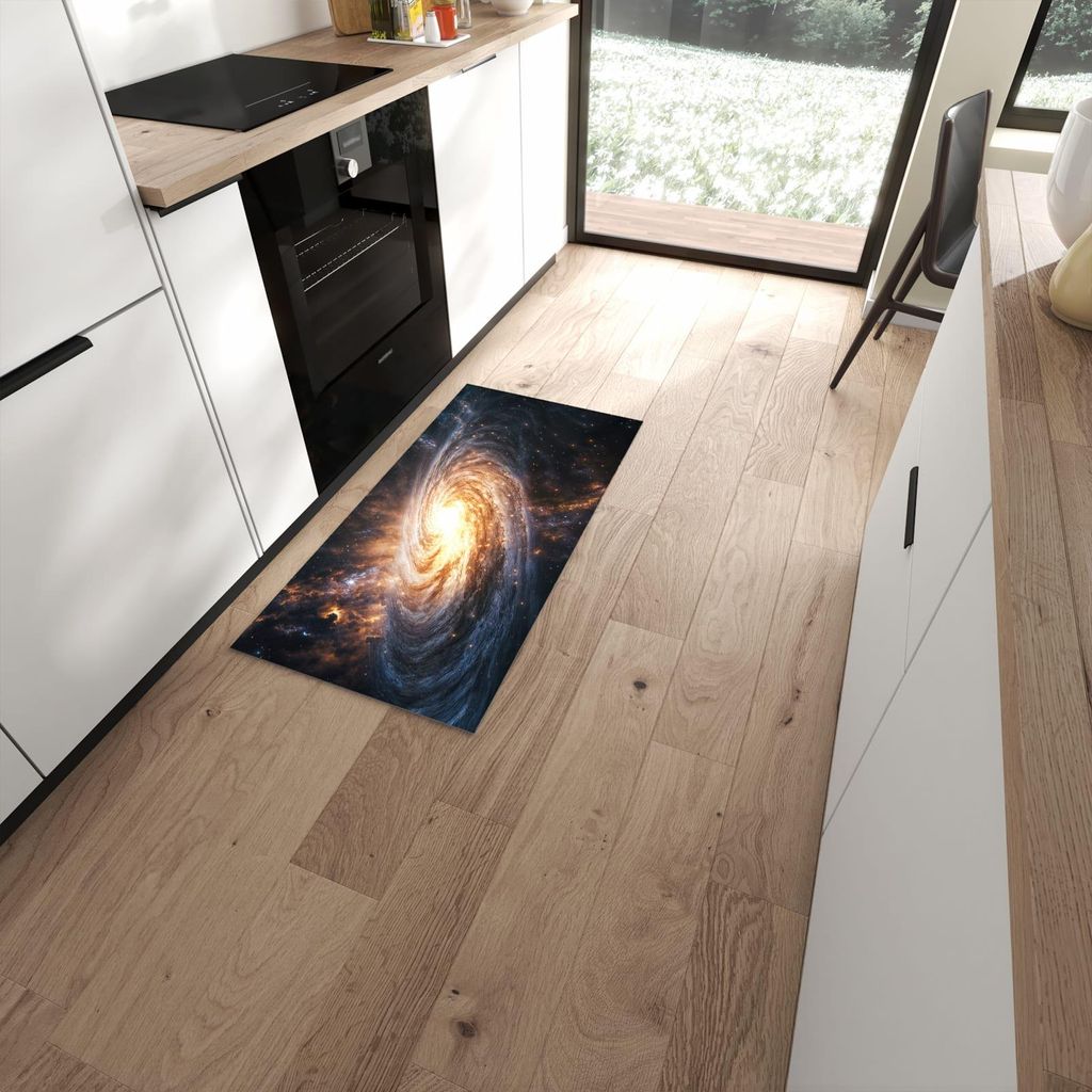 Küchenteppich 60x120cm rutschfest & abwischbar PVC Läufer - Galaxie Nachthimmel