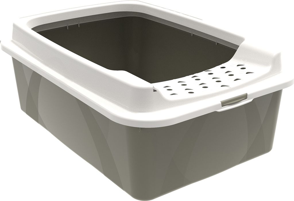 Rotho Katzentoilette Eco Bonnie - Katzenklo mit niedrigem Einstieg von oben - Katzen Toilette 57,2 x 39,3 x 21 cm - Schalentoilette hohe Umrandung