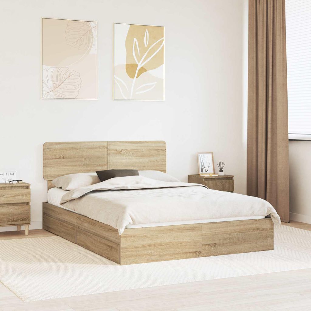 Maison Exclusive - Aufbewahrungsbett Sonoma-Eiche 140 x 200 cm Holzwerkstoff