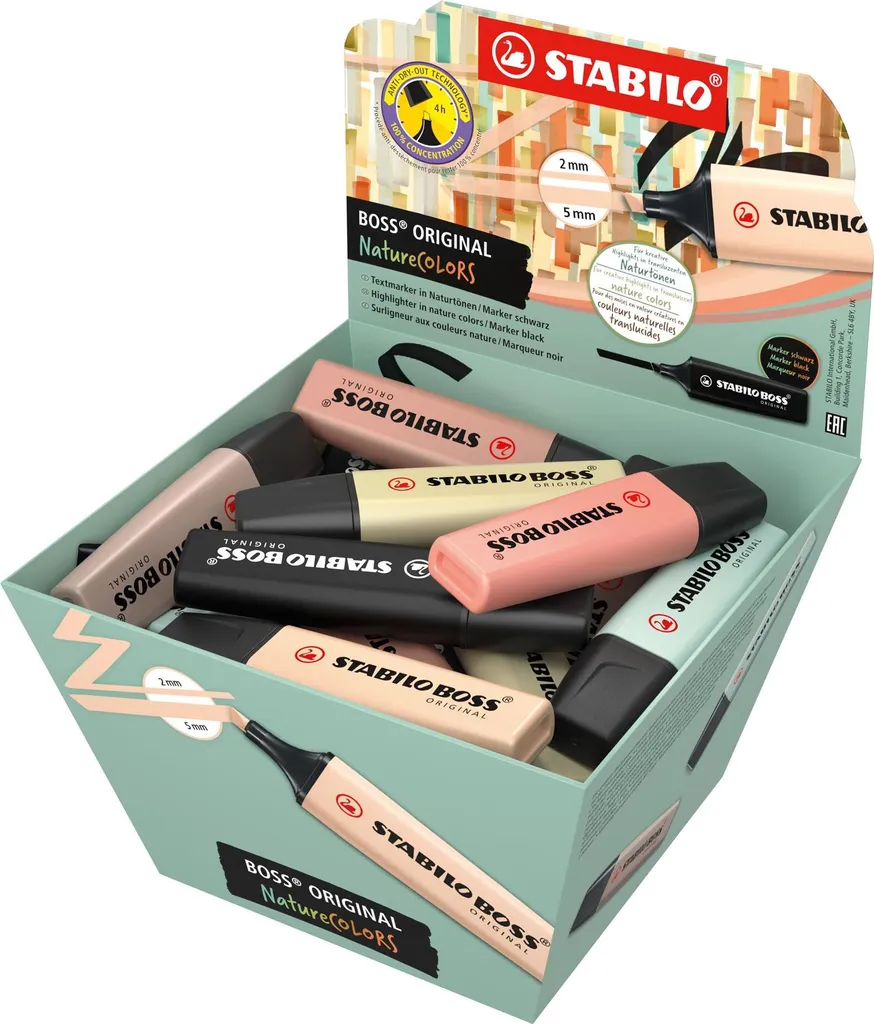 Surligneur Pastel et Naturel STABILO BOSS ORIGINAL Pack de 30 Unités