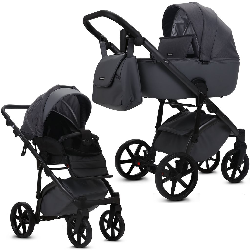 Knirpsenland Lifetime 2.0 Kombi Kinderwagen mit Babywanne und Sportwagenaufsatz 2in1 Grau
