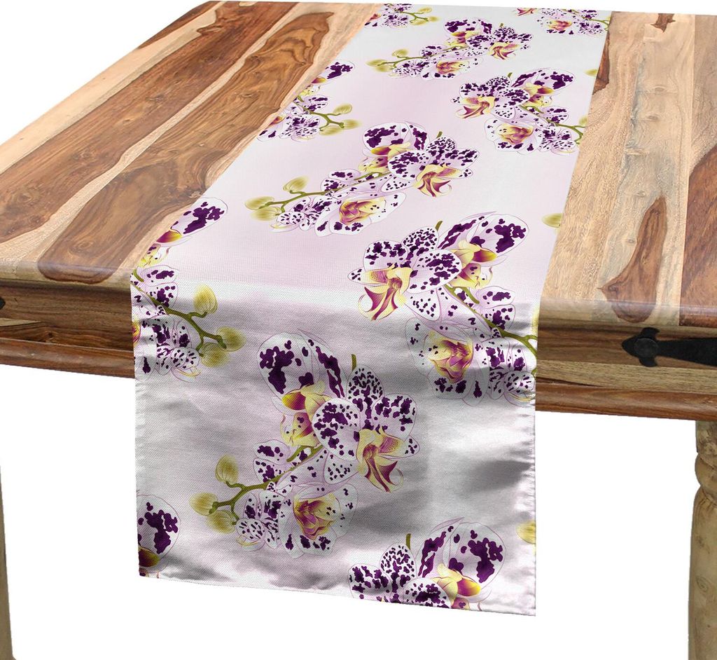 ABAKUHAUS Orchidee Tischläufer, Asian Oriental Blumen mit Ombre Stil Hintergrund Blühender Entwurf, 40 x 225 cm, Pale Pink Cream