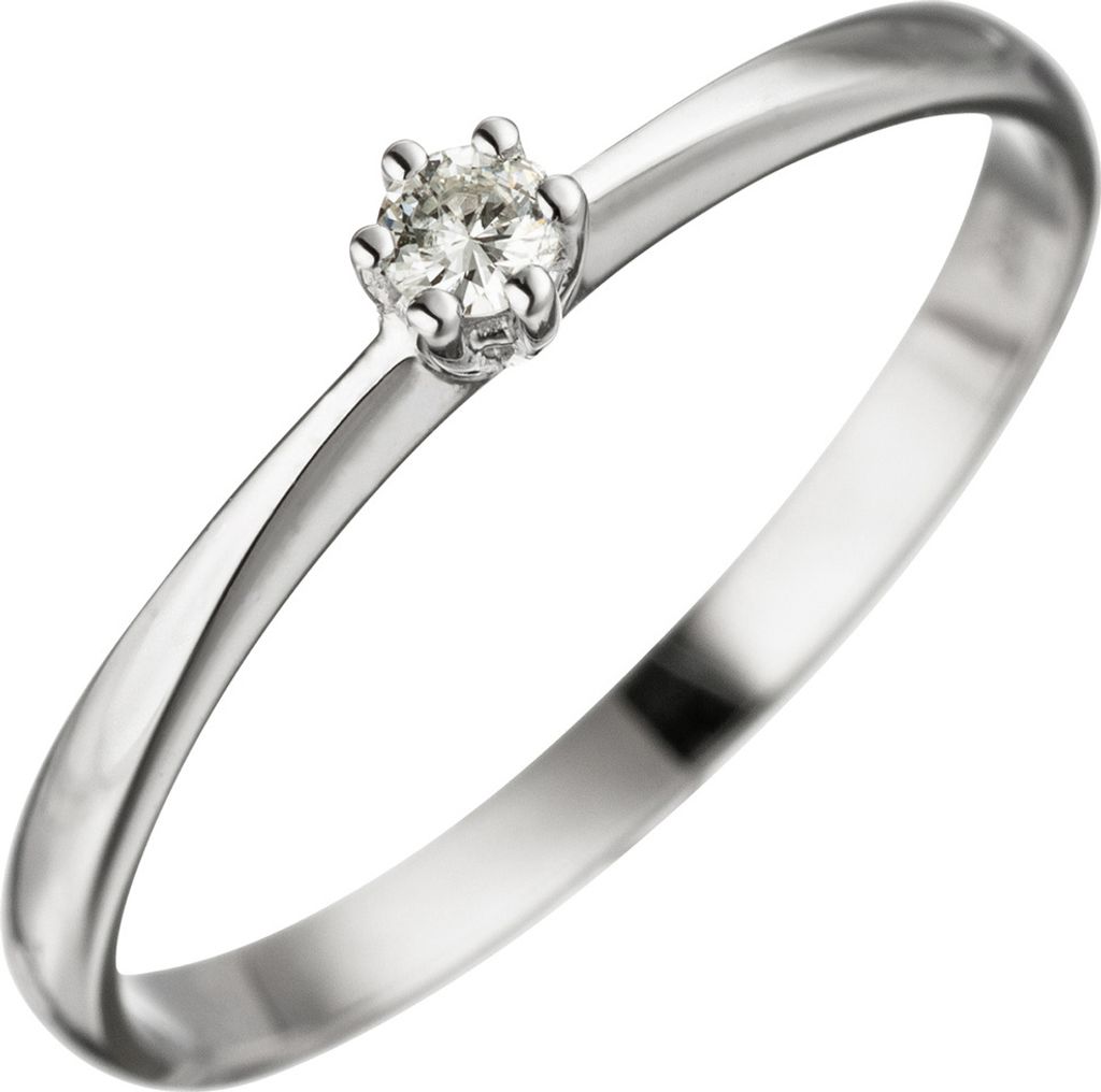 Solitär Ring Diamant Brillant der Mitte 585 Gold Weißgold Innenumfang 52mm Ø16.6mm