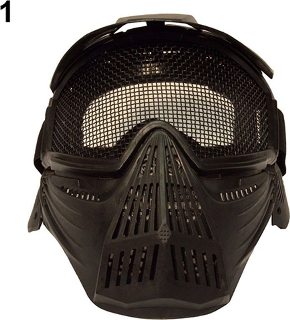 Tactical Airsoft Pro Vollmaske mit Schutz vor Metallgitterbrillen Schwarz